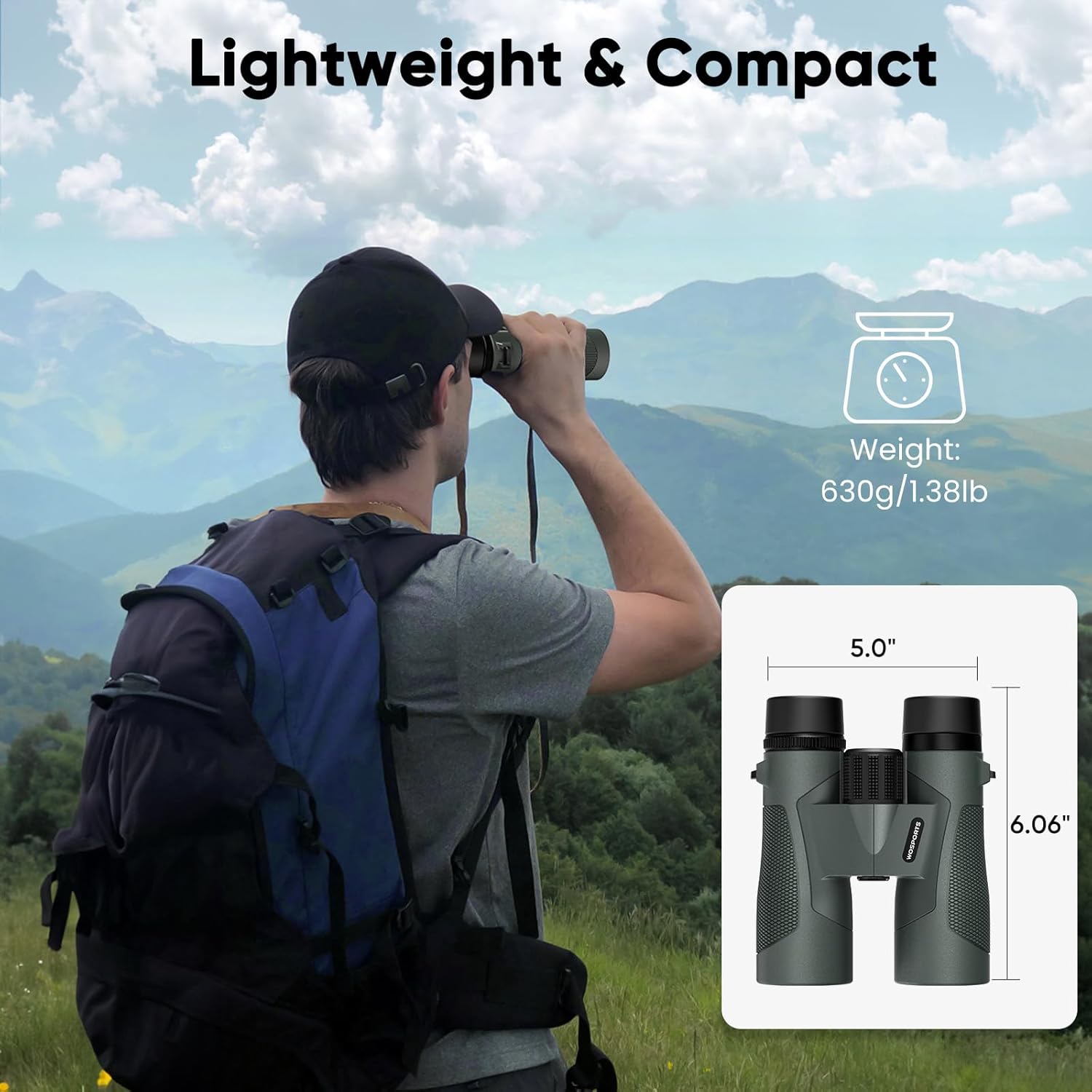 WOSPORTS 10x42 Binoculars for Adults - IP67 Waterproof Binoculars for Bird Watching, Camping, Hiking - Image 4
