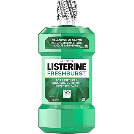 Listerine Freshburst Antiseptic Mouthwash with Oral Care Formula to Kill 99% of Germs That Cause Bad Breath & Fight Plaque & Gingivitis, ADA Accepted Mouthwash, Spearmint Flavor, 1 L