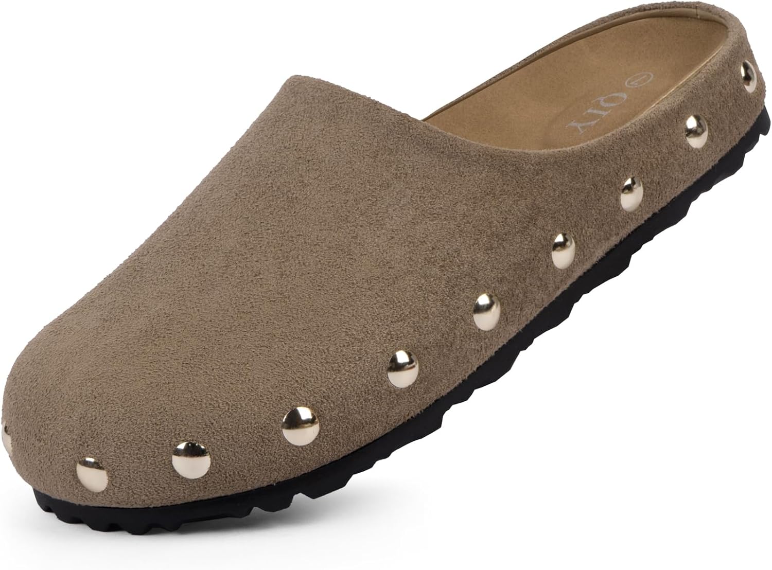 Clogs for Women Slip on Faux Suede Studded Mules Comfortable Footbed Mule Potato Shoes for Women - Image 4