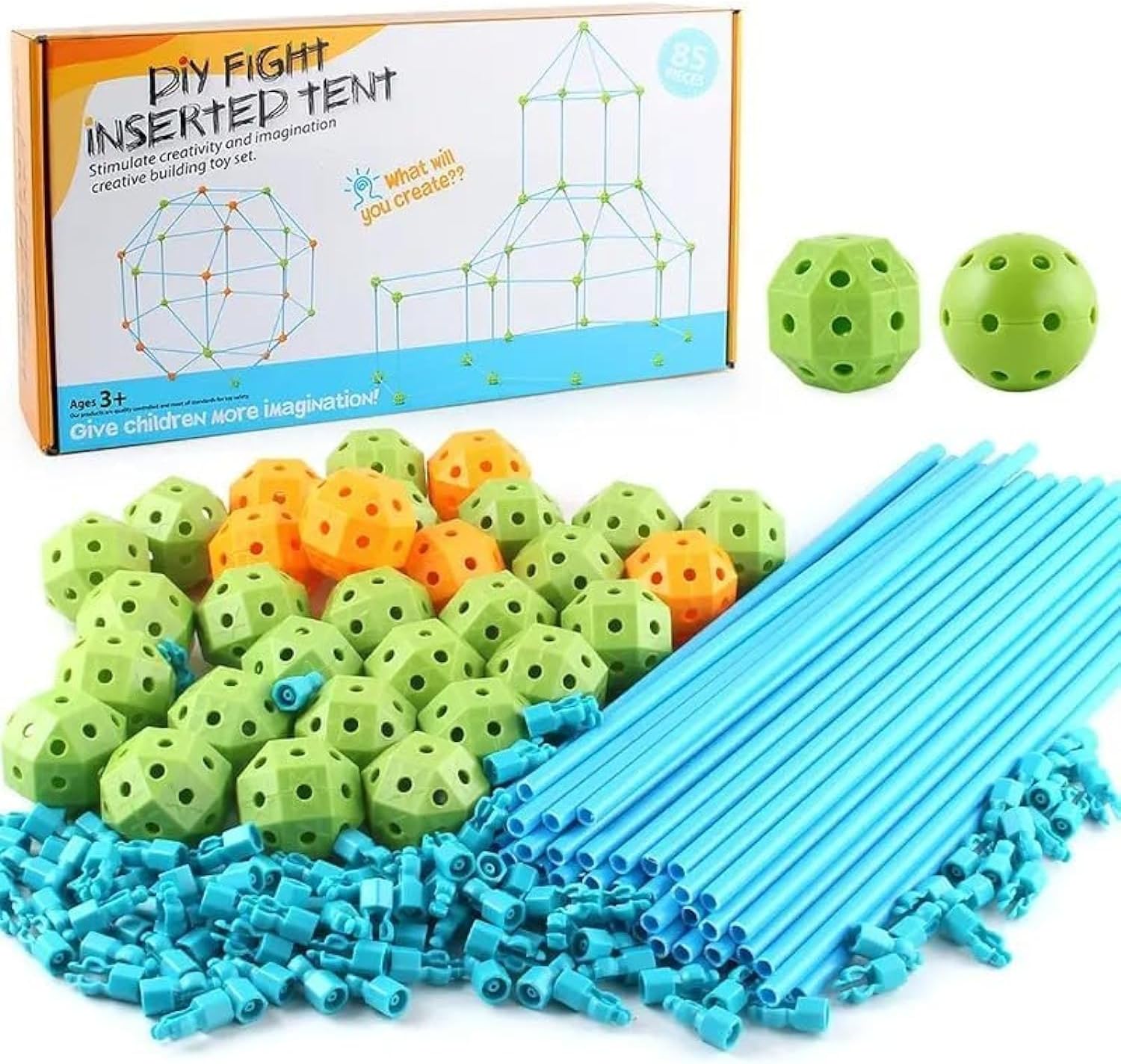 KIDSAVIASTEM Toys Kids Fort Building Kit - 85 Pieces Fort Tubes - Building Blocks - Construction Toy, Best Educational Toys for Boys and Girls Mechanical Engineering Gifts Age 6-12 Years