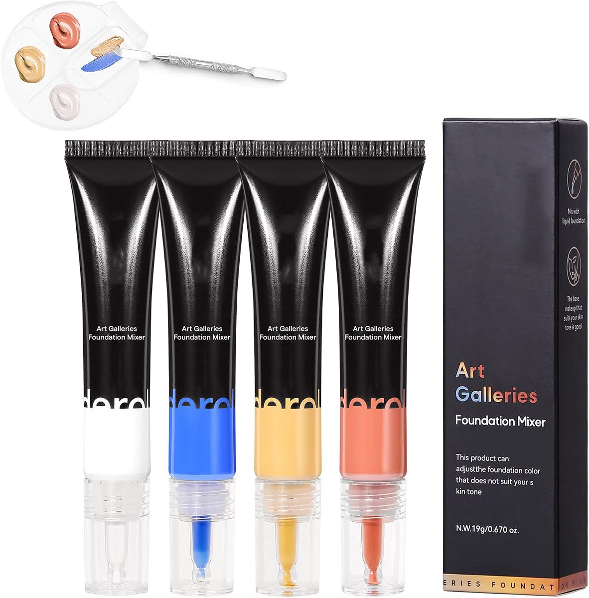 Juego de 4 pigmentos para mezclar base, corrector de maquillaje, base líquida, pigmento para mezclar para ajustar el tono, base de maquillaje, corrector de color, base líquida