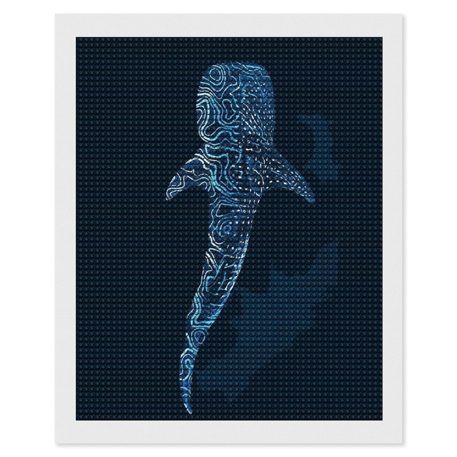 Junmoney Whale Shark Topographic Art Diamond Painting Set 16"x20", Neat Printed Canvas, with Tool Kit, Bedroom Decor, Gift Idea, Complete Accessories