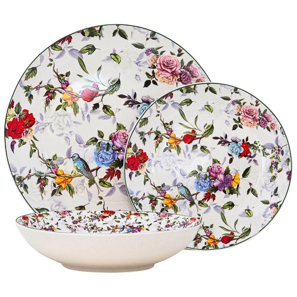 Servizio Piatti 18 Pezzi Porcellana - Colorato Per 6 Persone