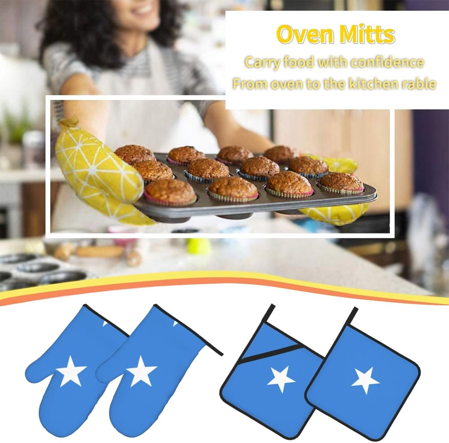 Somali Flag Prints Kitchen Covers: Waterproof Oven Layers for Safe Cooking & Easy Cleanup - 4 Piece Heat Protection Set