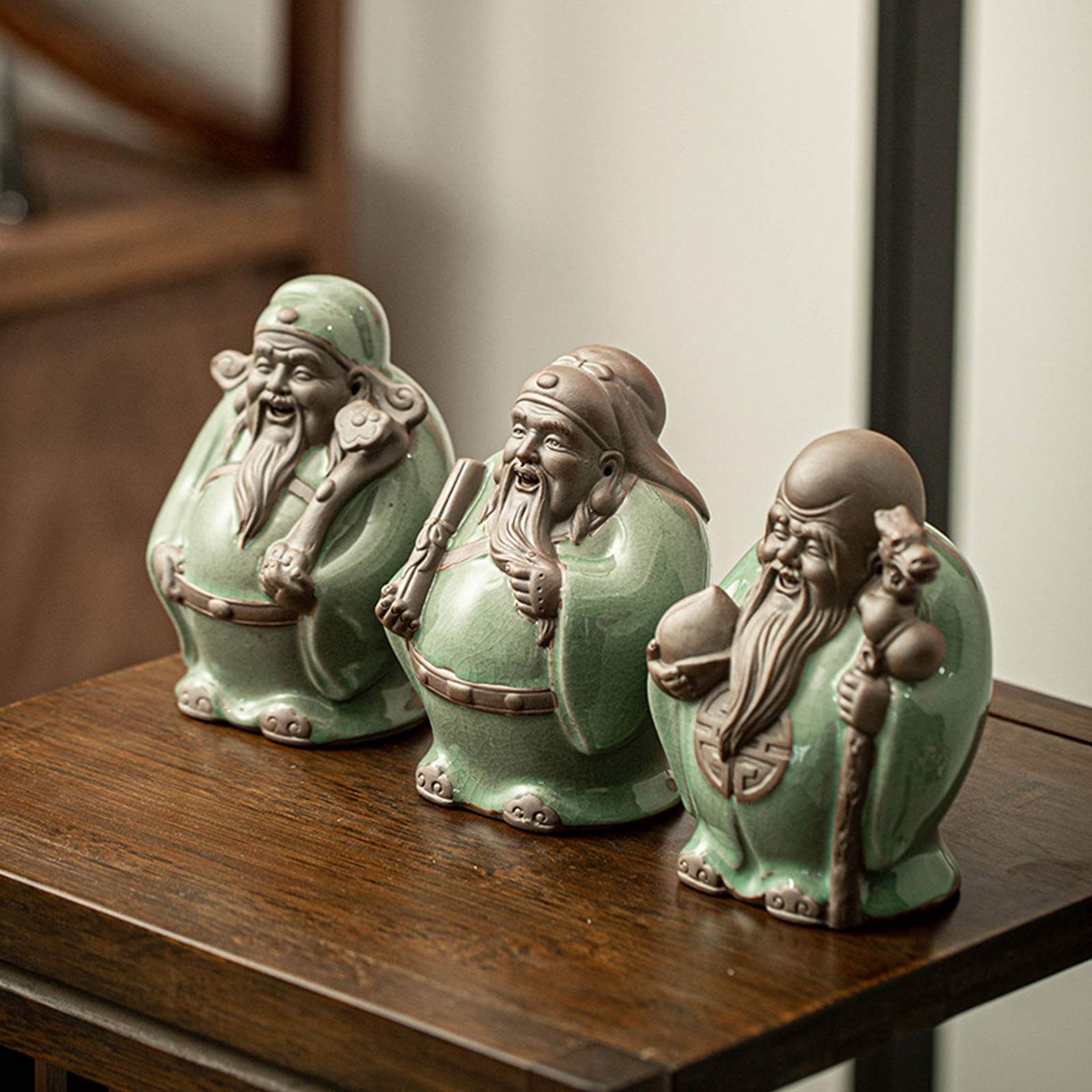 希少　MASTER CERAMICS The RUFF 陶器フィギュア Buy XDYFF Ceramics Fuk LUK Sau Statue and Figurines, Feng Shui