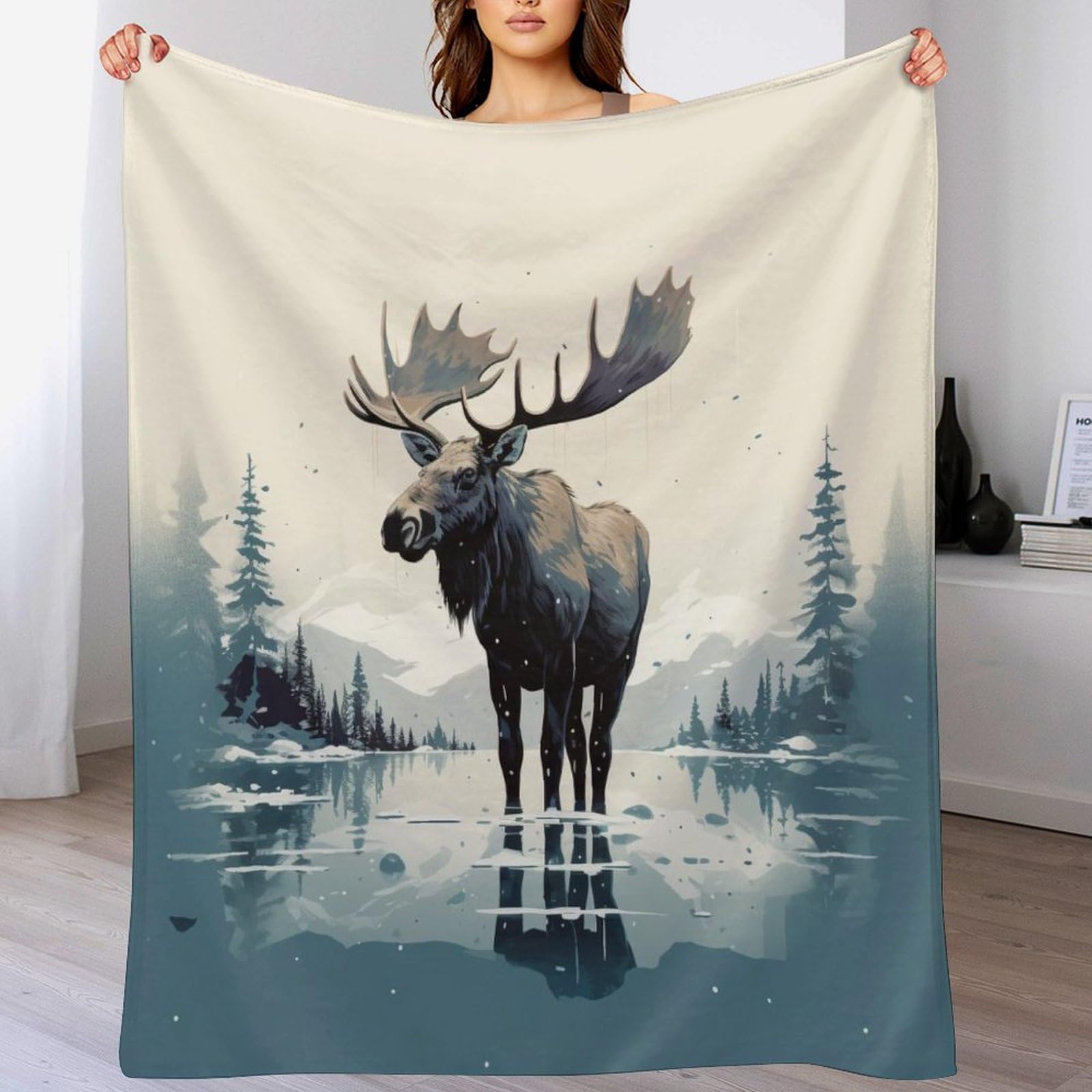Ddgffdd Moose Blanket Anti Pilling Throw Blankets Cozy Durable Throws For Office Couch Cinema Gifts Quality Washable （140×180Cm）