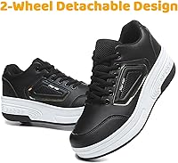 Vista 5 de Wooowyet - Zapatos con ruedas recargables para patinar para niños, unisex, con luces LED, moda Negro