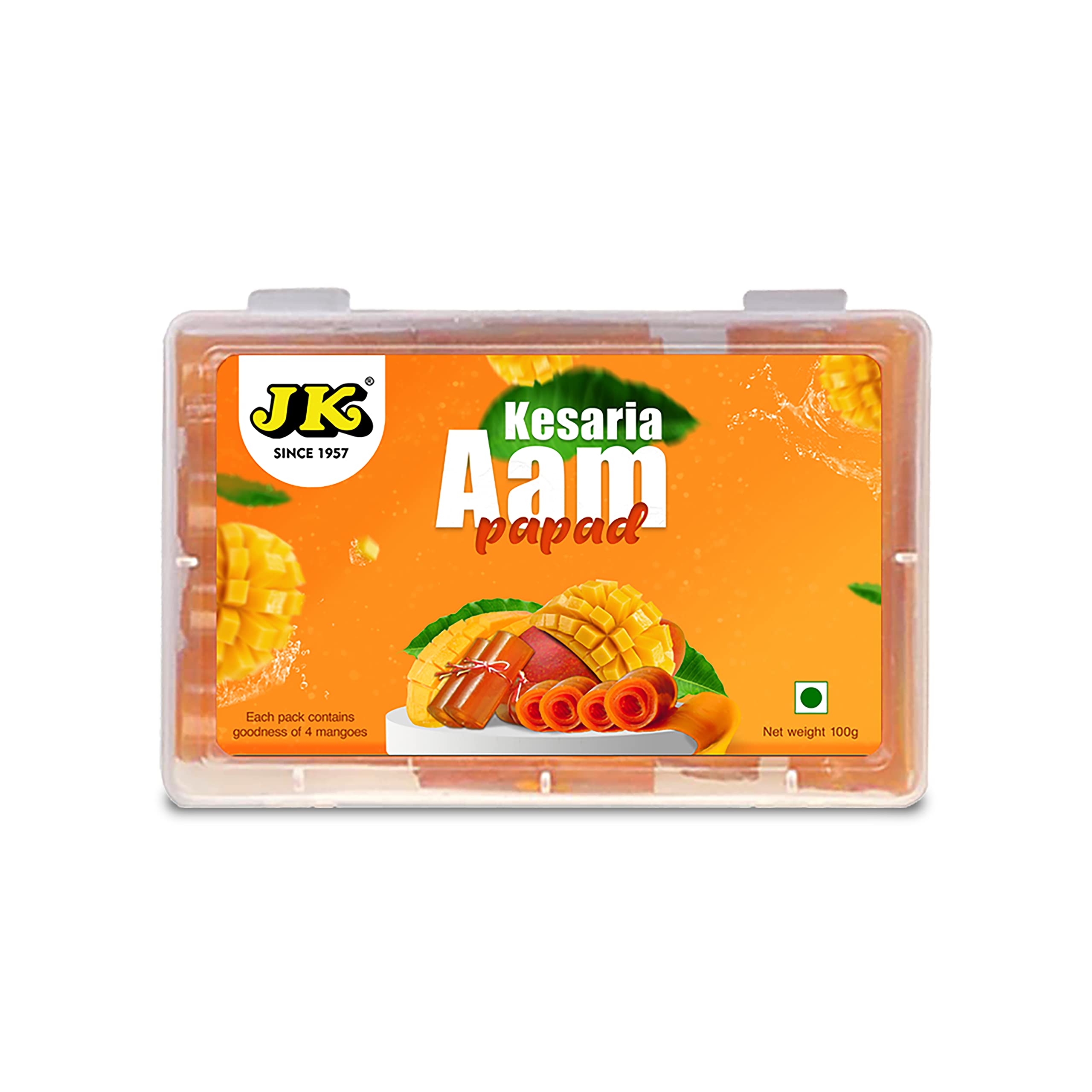 JK Aam Mango| Papad Rolls| Kesaria Rolls| Sweet Mango | Healthy Fruit Snacks Aamras Papad Slice, Aam Papad Khatta Mitha, Real Pulp Mango Papad, Ratnagiri Alphonso (Hapoos) Dried Mango Papad Dry (100g)