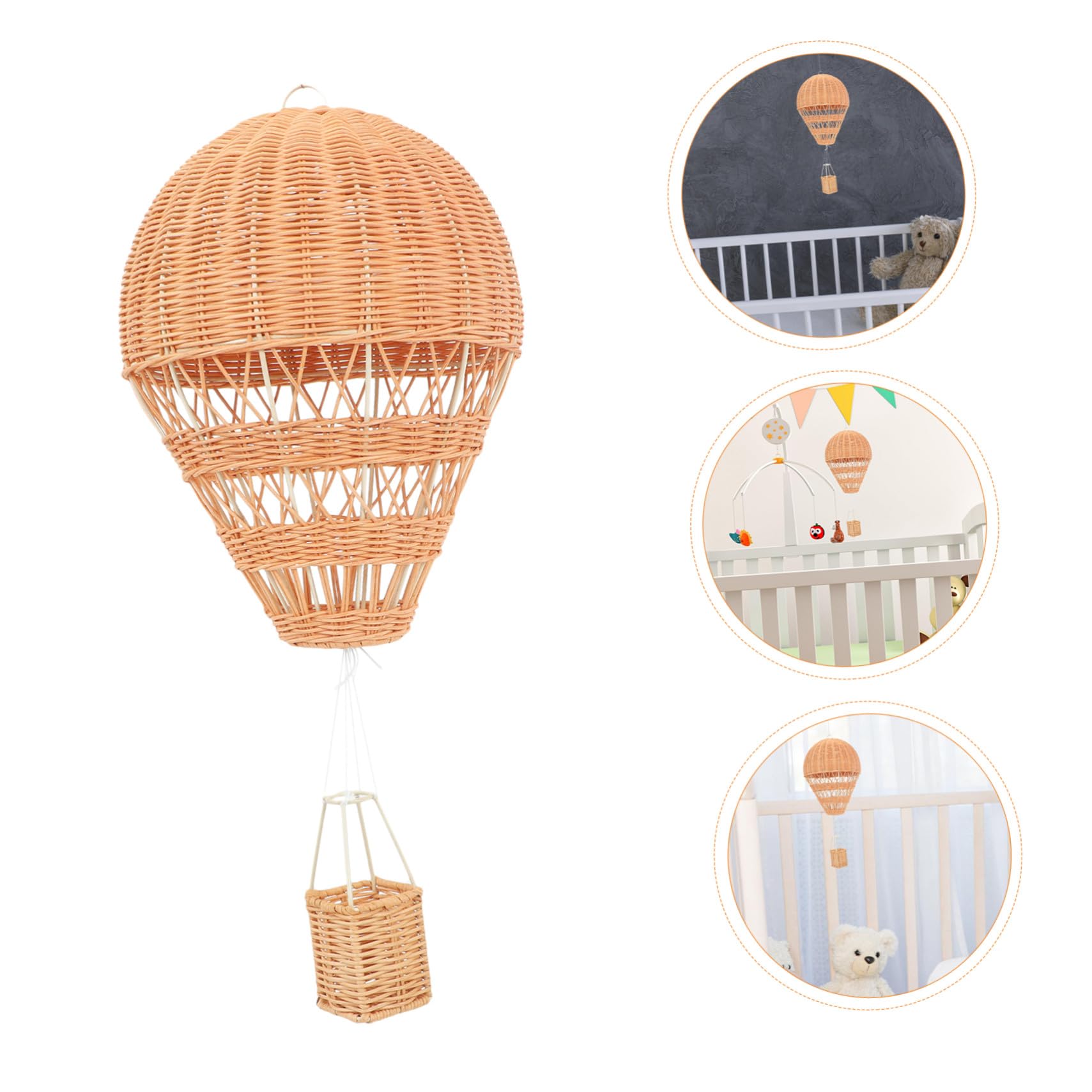 TOYANDONA Woven Rattan Hot Air Balloon Decorative Hanging Ornament for Nursery Party Craft Balloon Wall Decor