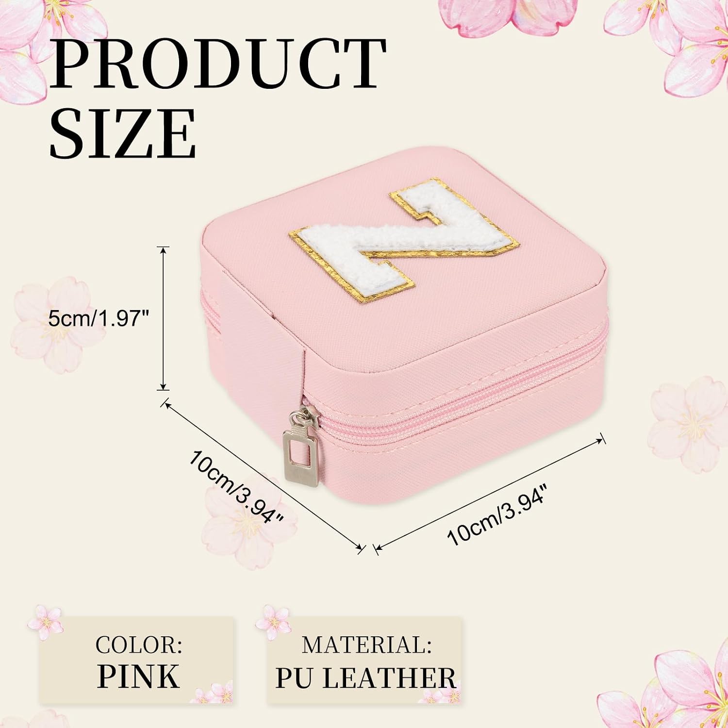 PATIKIL Travel Jewelry Case, Initial Jewelry Box Small Travel Organizer with Mirror for Women Rings Earrings Necklaces Bracelets, Pink (Letter Z)