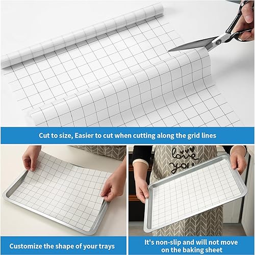 Miniatura 2 de Rollo de silicona para hornear de 16 pulgadas x 5 pies, corte libre, tapete antideslizante para repostería, forro antiadherente reutilizable para