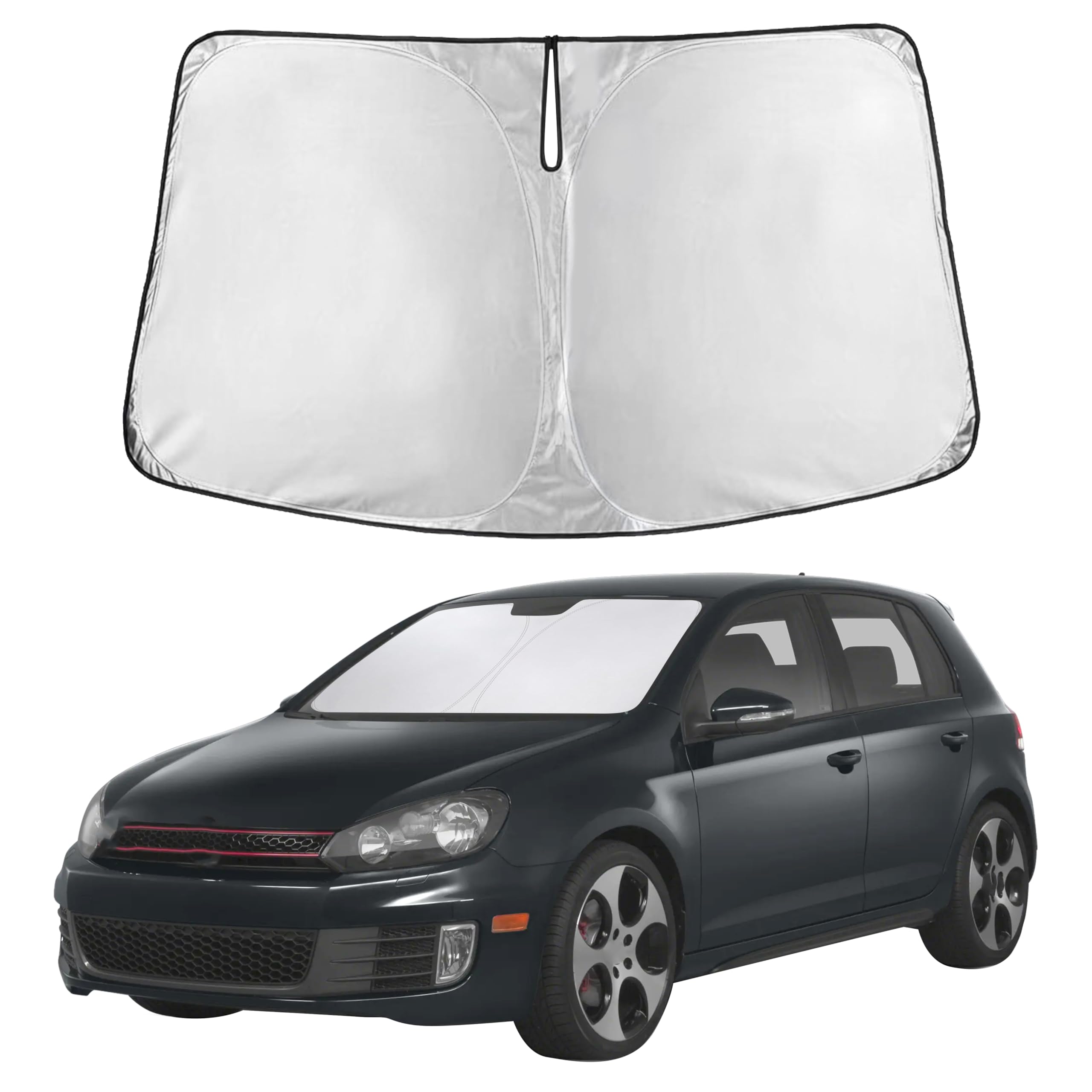 Autovir Windshield Sun Shade Fit for 2009-2012 2013 2014 Volkswagen Golf/Rabbit/Gti/R32 Mk6 Sunshade, Front Car Window Shades Sun Visor, Blocks UV Rays & Heat, Car Accessories Fit for Volkswagen Golf R32 Mk6 2009-2014