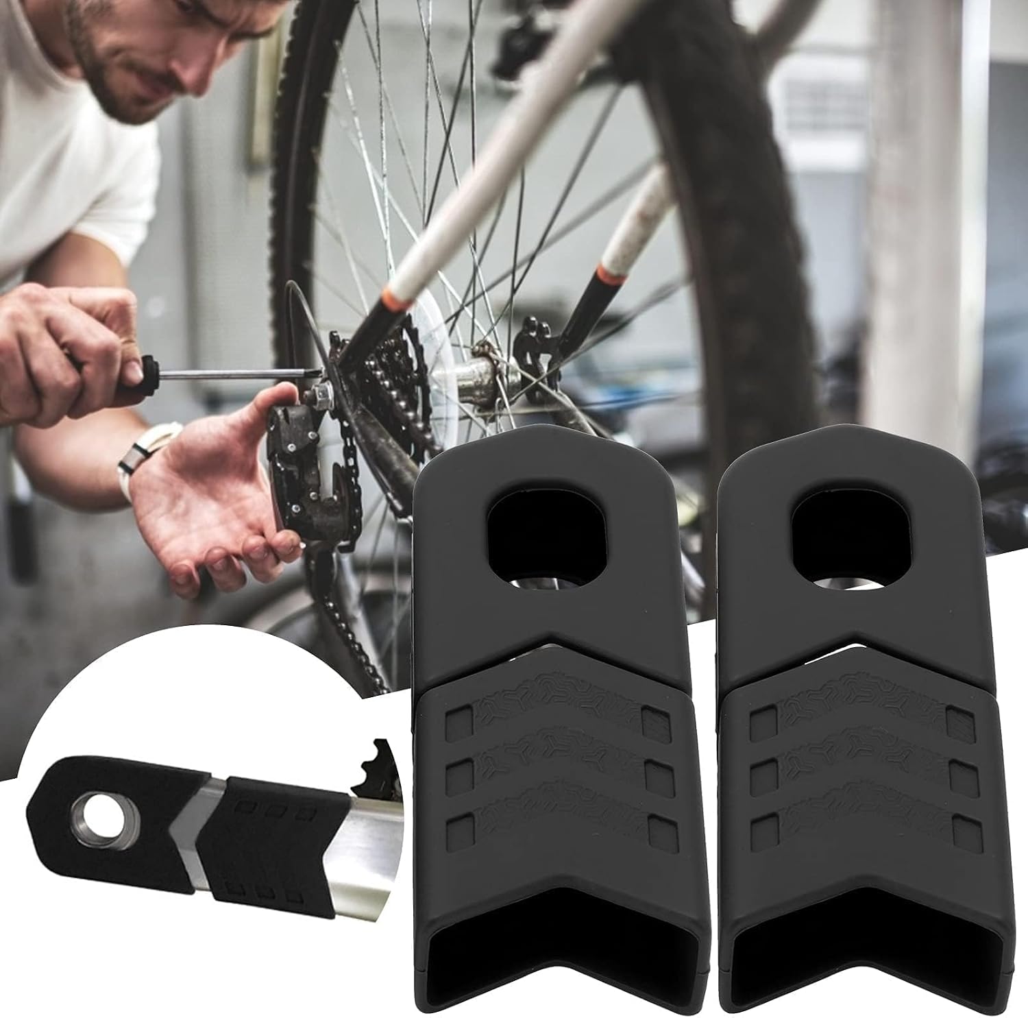 HERCHR Bicycle Crank Protector, 4pcs Universal Bike Crank Protector Crankset Silicone Bicycle Crank Arm Boot Gear Covers