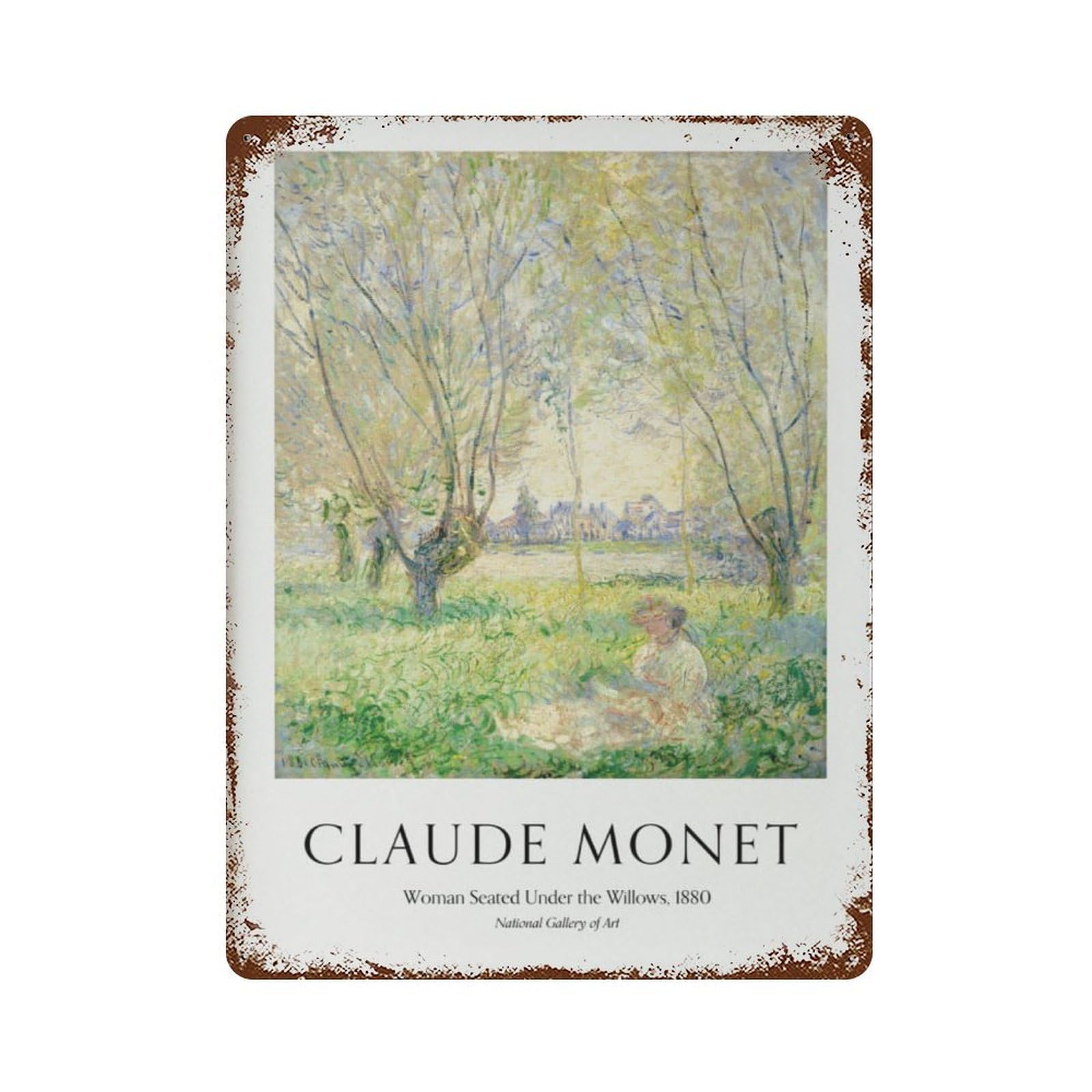 xiaoxiaoshen Monet Woman Under Willows, Impressionist Wall Decor Art Metal Tin Poster Modern Home Decor Art Home Bar Shop Decorations Vintage Sign 40x30cm