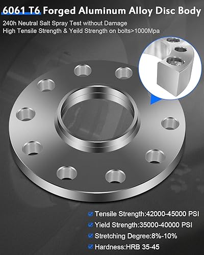 Miniatura 3 de ECCPP (Par de espaciadores de rueda de 5 x 100 a 5 x 112 pulgadas, espaciador de rueda de 0.394 in y 2.248 in, se adapta a CC para EOS para golf