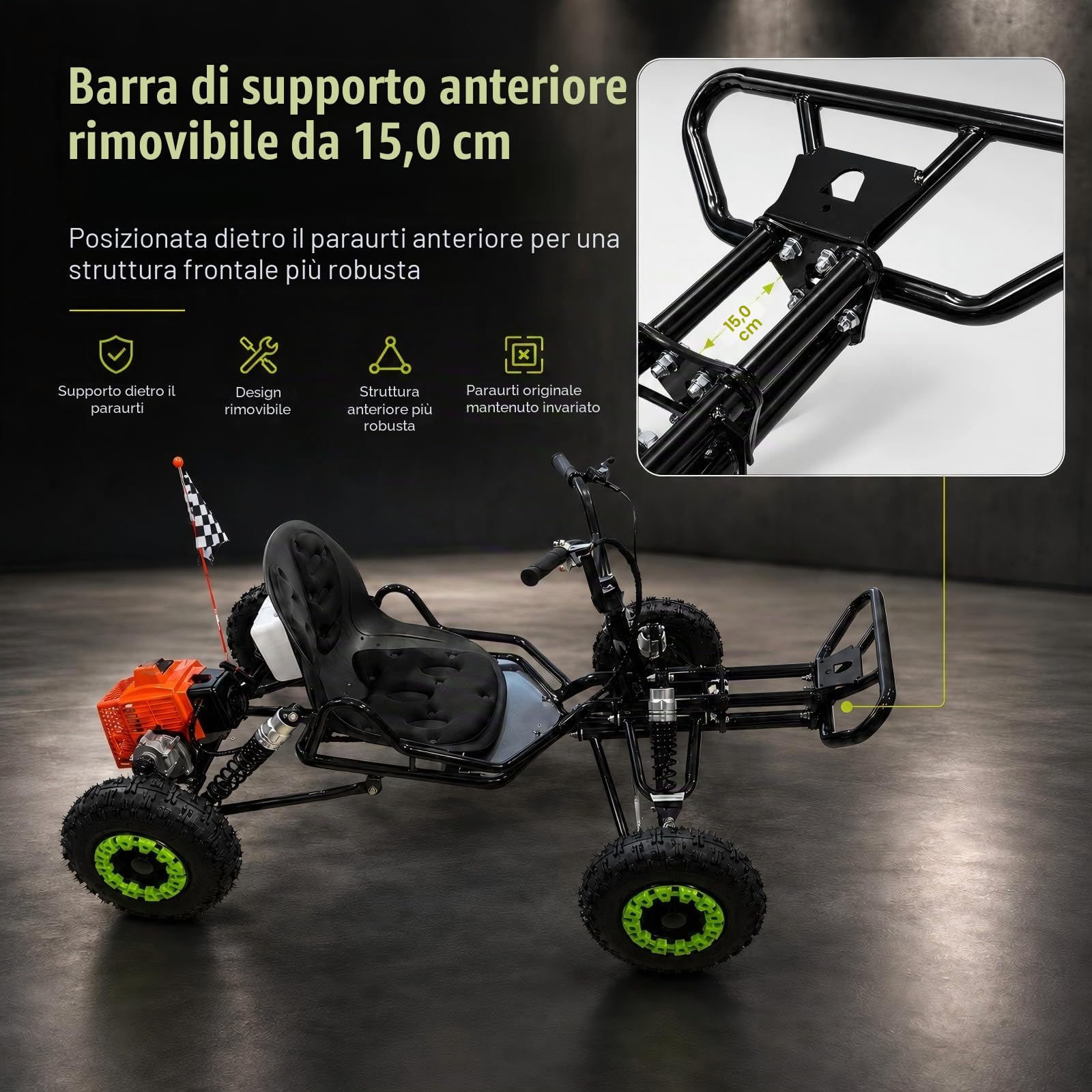 Zyliathor Gas Offroad Go Kart, pneumatici da 6 pollici, freno a disco idraulico, capacità massima 180 kg, fuoristrada/terreno privato, rosso