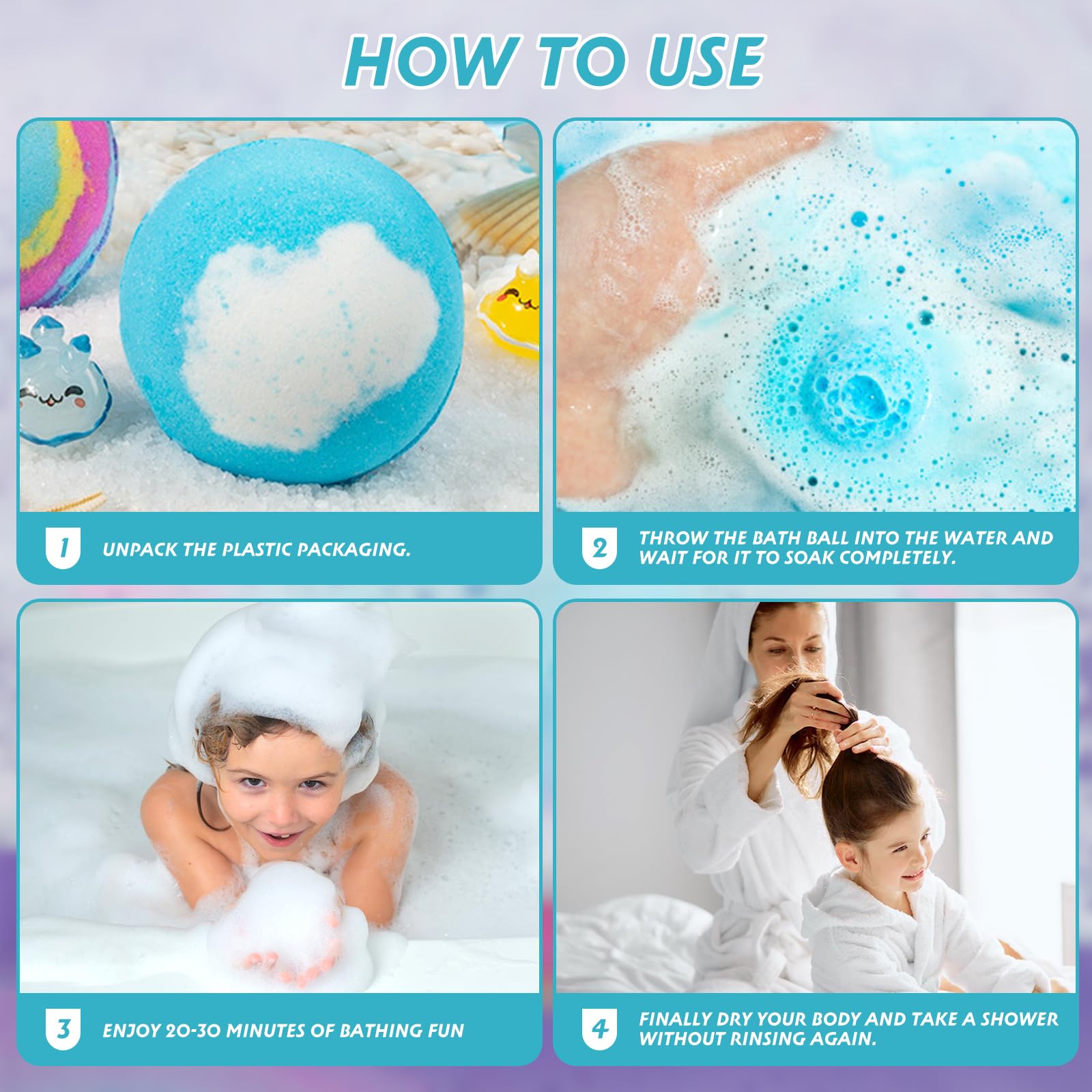 Badekugel, CIMOYBAI bombe de bain,12 pièces boule de bain enfant,bombe de bain surprise,bain moussant enfant,Comprend des jouets surprises pour filles et garçons pour Noël et les anniversaires.