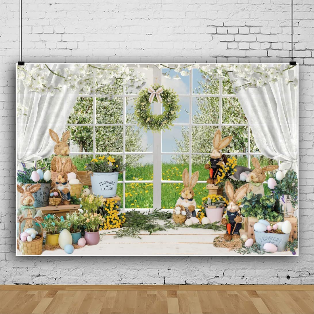 Decorazioni Pasqua Sfondo Sfondo Foto Pasqua - 2.4x1.8m Con Conigli E Uova Per Feste Bambini Background Feste 2.4x1.8m