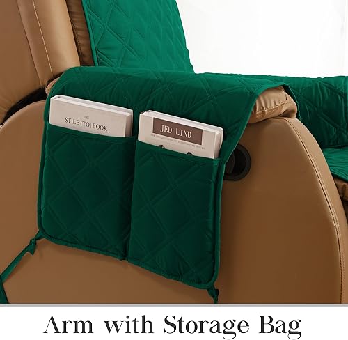 Miniatura 4 de TOMORO Funda reclinable acolchada antideslizante, 100% impermeable, protector de muebles con bolsillos, funda de sofá lavable con correas elásticas