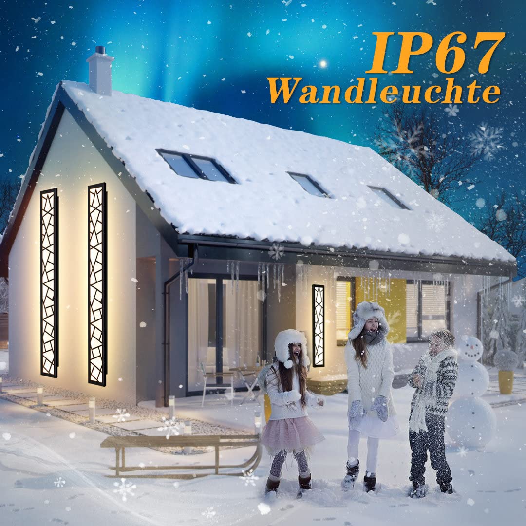 LED Lange Wandleuchte Ip67 Wasserdicht Wandlampe Led Lang Wandlampe Villa Innen Außenwandleuchten Anthrazit Lange Wandleuchten Aussen Gartenwandbeleuchtung Garage Terrasse-60CM,Warmes Licht