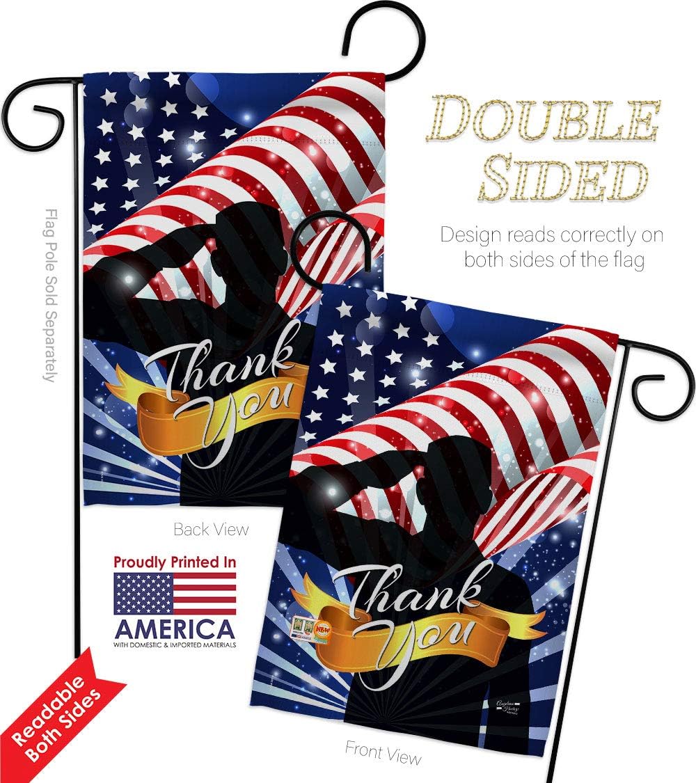Service Thank You Garden Flag Armed Forces All Branches Support Honor United State American Military Veteran Official Small Decorative Gift Yard House Banner Double-Sided Made In USA 13 X 18.5