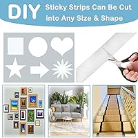 Vista 5 de Tiras con adhesivo resistente, 1.2 pulgadas x 8.2 pies, resistentes tiras autoadhesivas de doble cara, rollos de cierre adhesivo de nailon