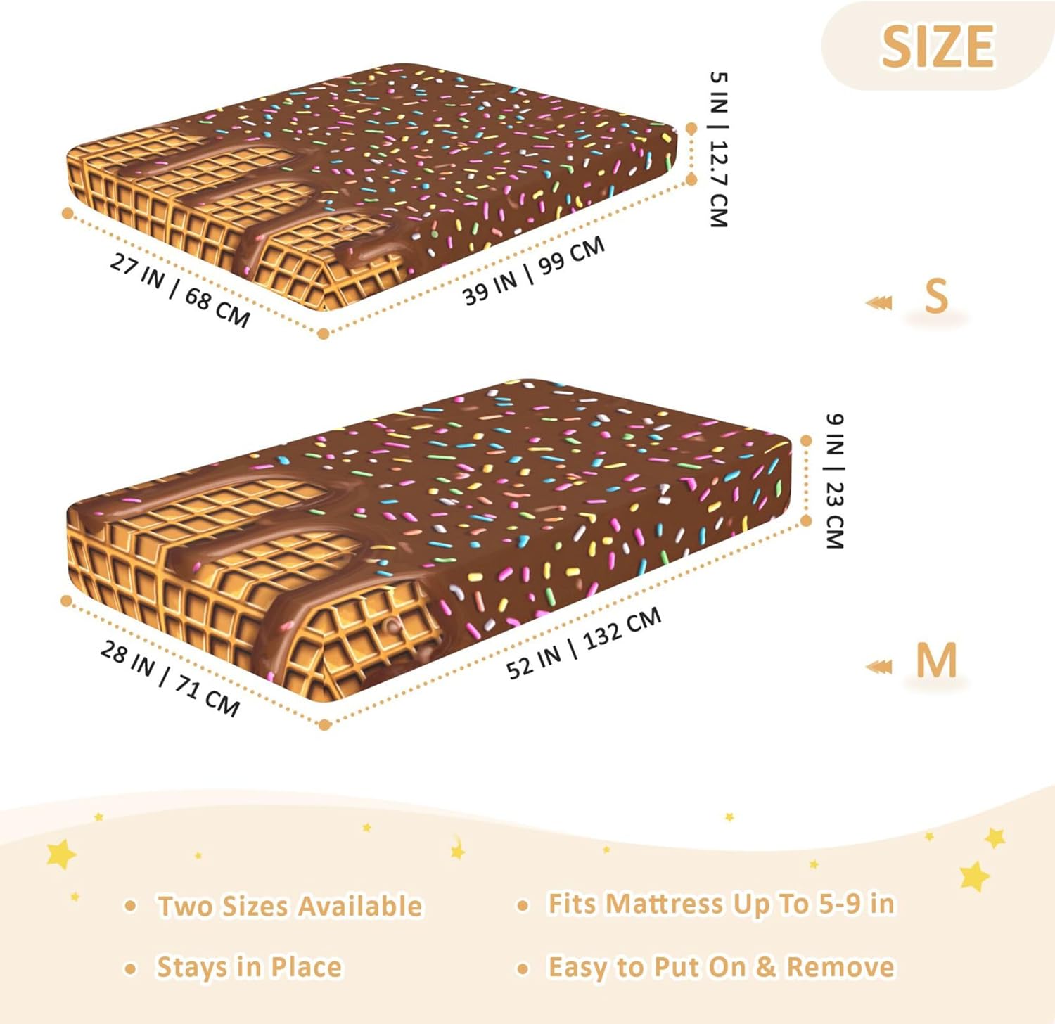 Ice Cream Chocolate Crib Sheets Soft Breathable Fitted Cotton Baby Crib Sheets Mattress Cover for Girl Boy, 52" x 28" x 9"