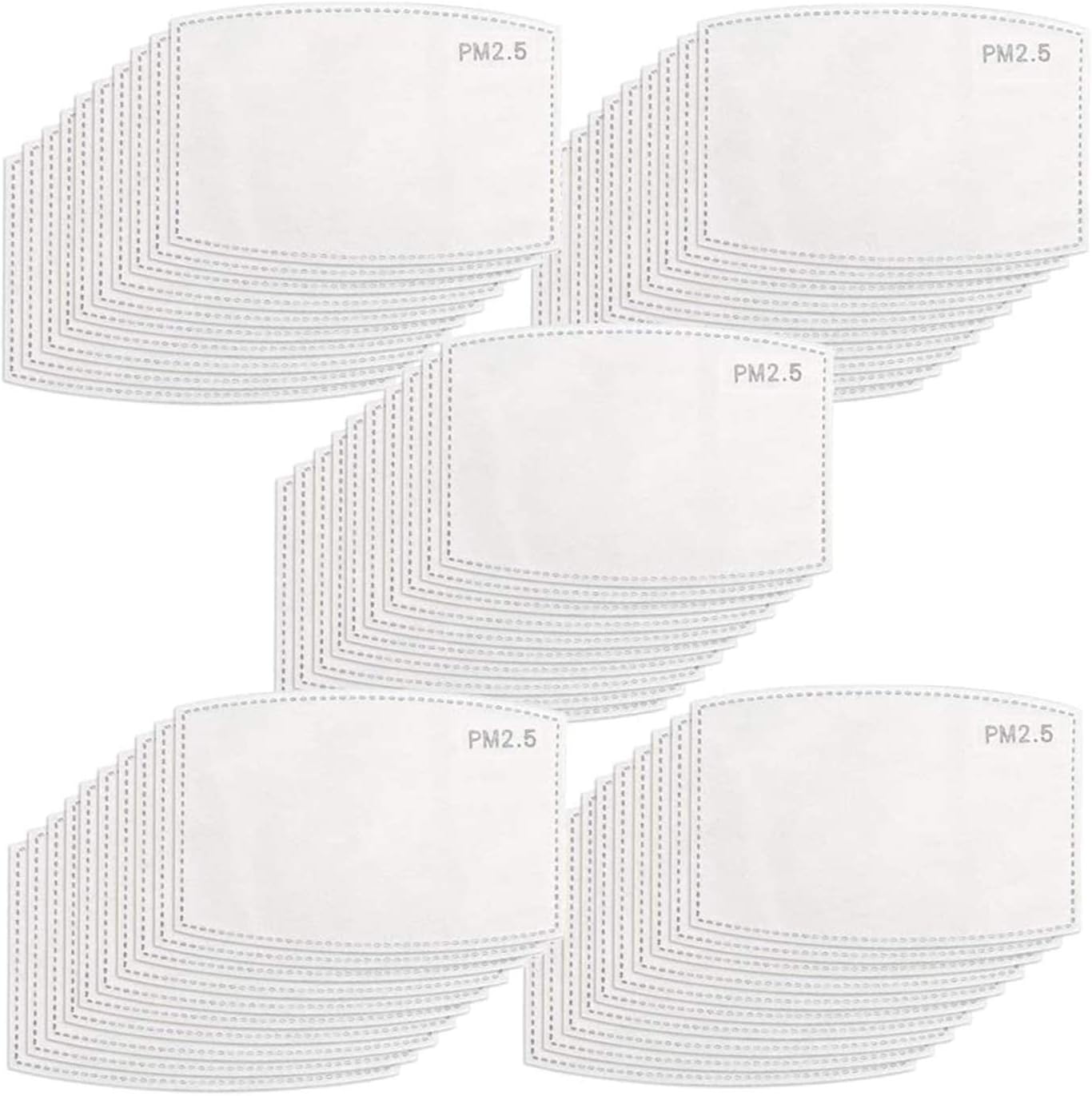 100 Pack Activated Carbon Filter Insert 5 Layers Fabrics Cotton Effective Non-Woven Filters (Adult Size)