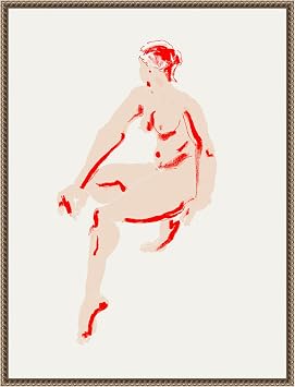 Amanti Art Framed Canvas Wall Art 30x23 Naked Woman by Francesco Gulina, Framed Wall Art Canvas, People Artwork, Traditional Decor, Large Poster Painting for Living Room, Bedroom, Bathroom, Kitchen,