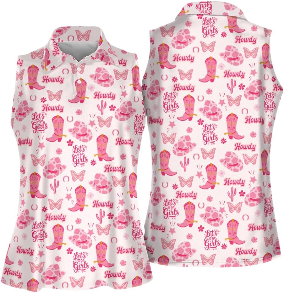 Personalized Sleeveless Funny Golf Shirts for Women, Flamingo Golf Shirts for Ladies, Custom Women's Golf Shirt
