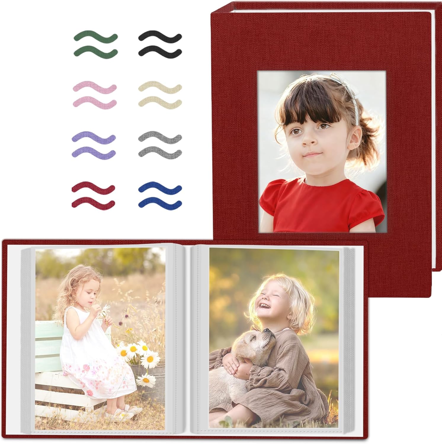 Popotop 2 Pack Photo Album 4x6 Pictures, Small Linen Slip-in Photo Albums Book for 80 Photos with 40 Pockets, Birthday Gifts for Women Mom Family Baby