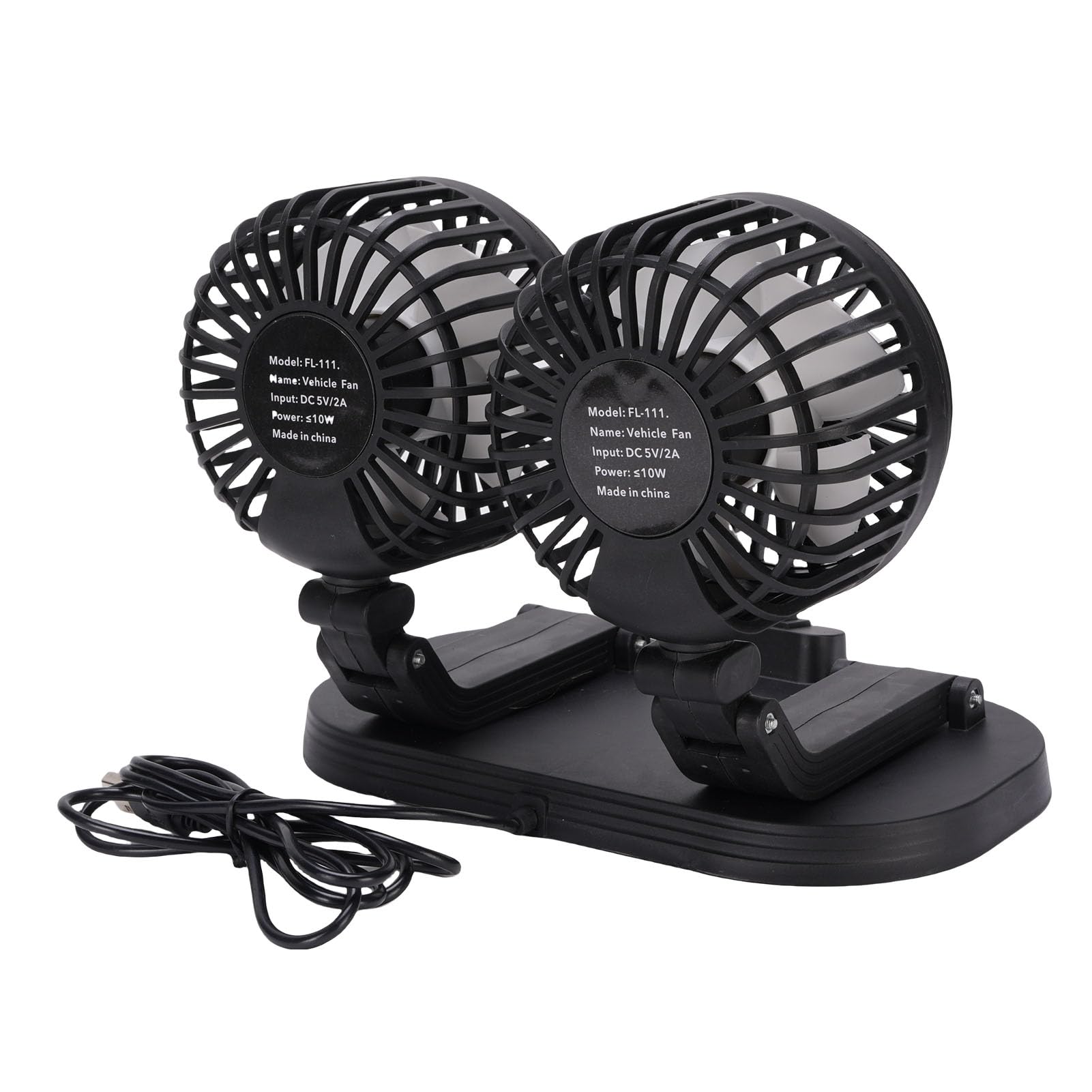 Asixxsix Autoventilator DC 5V Dual Head Desk Kühllüfter 2 Geschwindigkeitswind 360 Rotation USB-Antrieb für Auto Dashboard Limousinen SUV RV Boat Truck Home Office (BLACK)