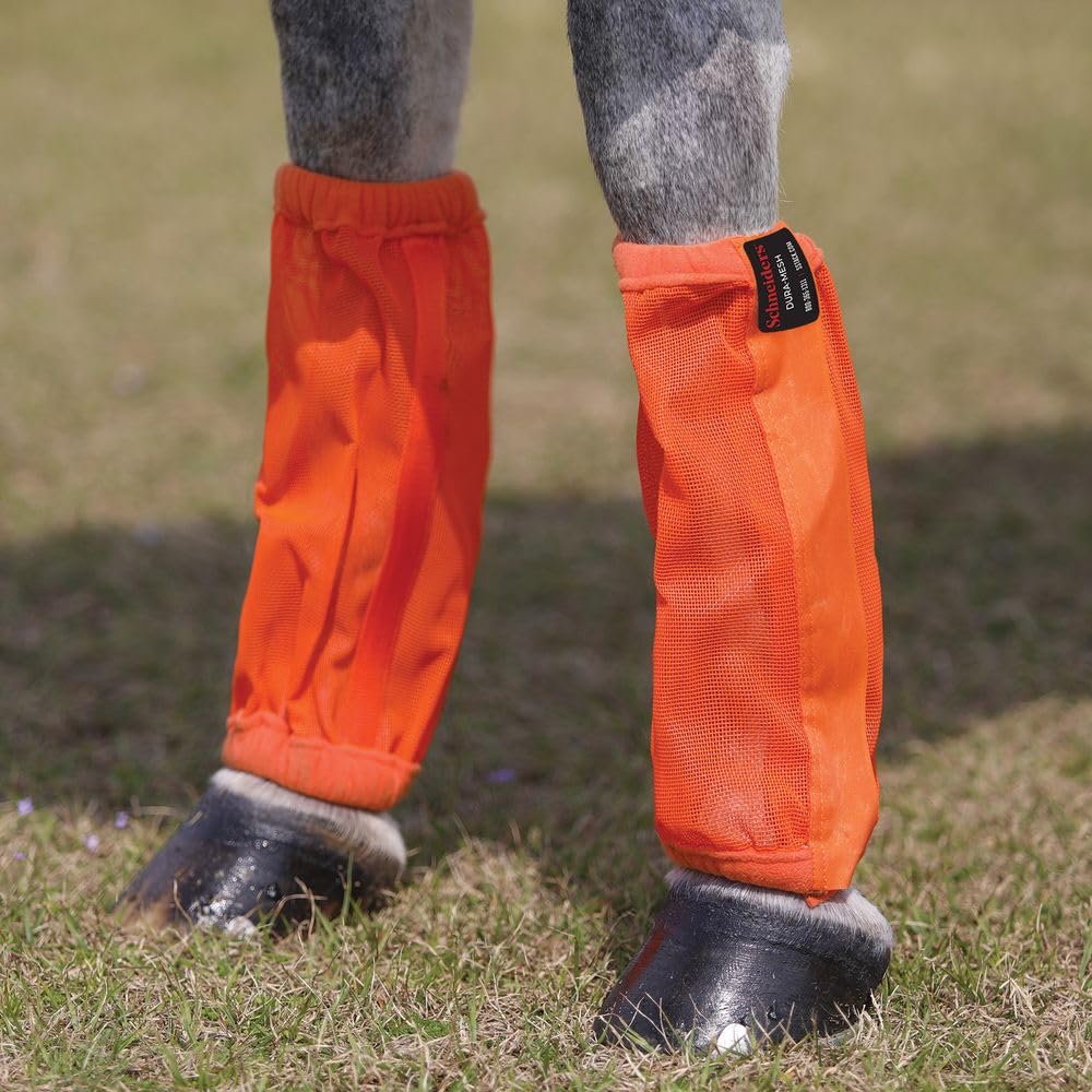 Schneiders Dura-Mesh II Non-Fitted Horse Fly Boots | Set of 4 | Protection & Durability | 1000D Mesh | 70% UV Shielding | Color Orange/Orange | Size Horse (14