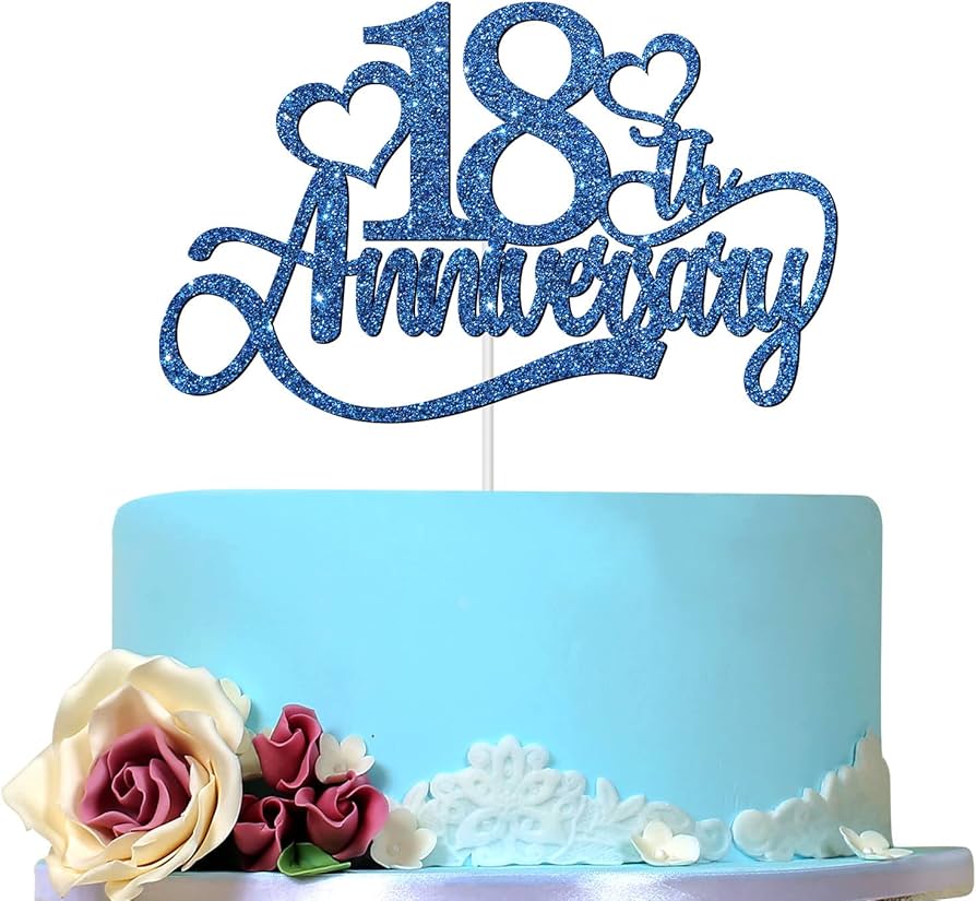 Decoración Para Tarta De Feliz Cumpleaños Número 18, Decoración Para Tarta De 18 Años Para Niño Y Niña, Decoración Para Tarta Azul Para Niño De 18 Años, Decoración Para Tarta Para Niño