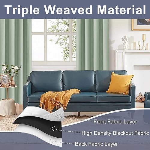 Miniatura 3 de JIUZHEN Cortinas opacas para dormitorio, con aislamiento térmico, oscurecimiento de la habitación, reducción de ruido, cortinas de 70 x 63 pulgadas