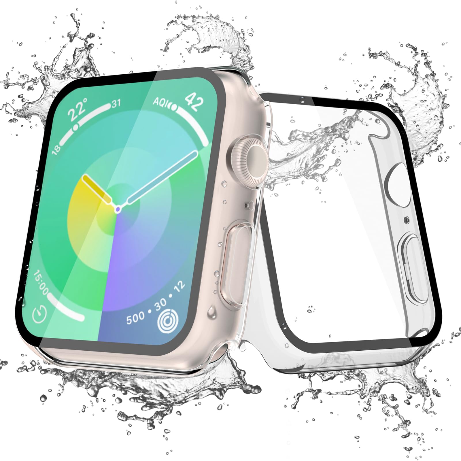 Carcasa rígida Apple Watch SE 40mm impermeable con protector de cristal templado HD 8