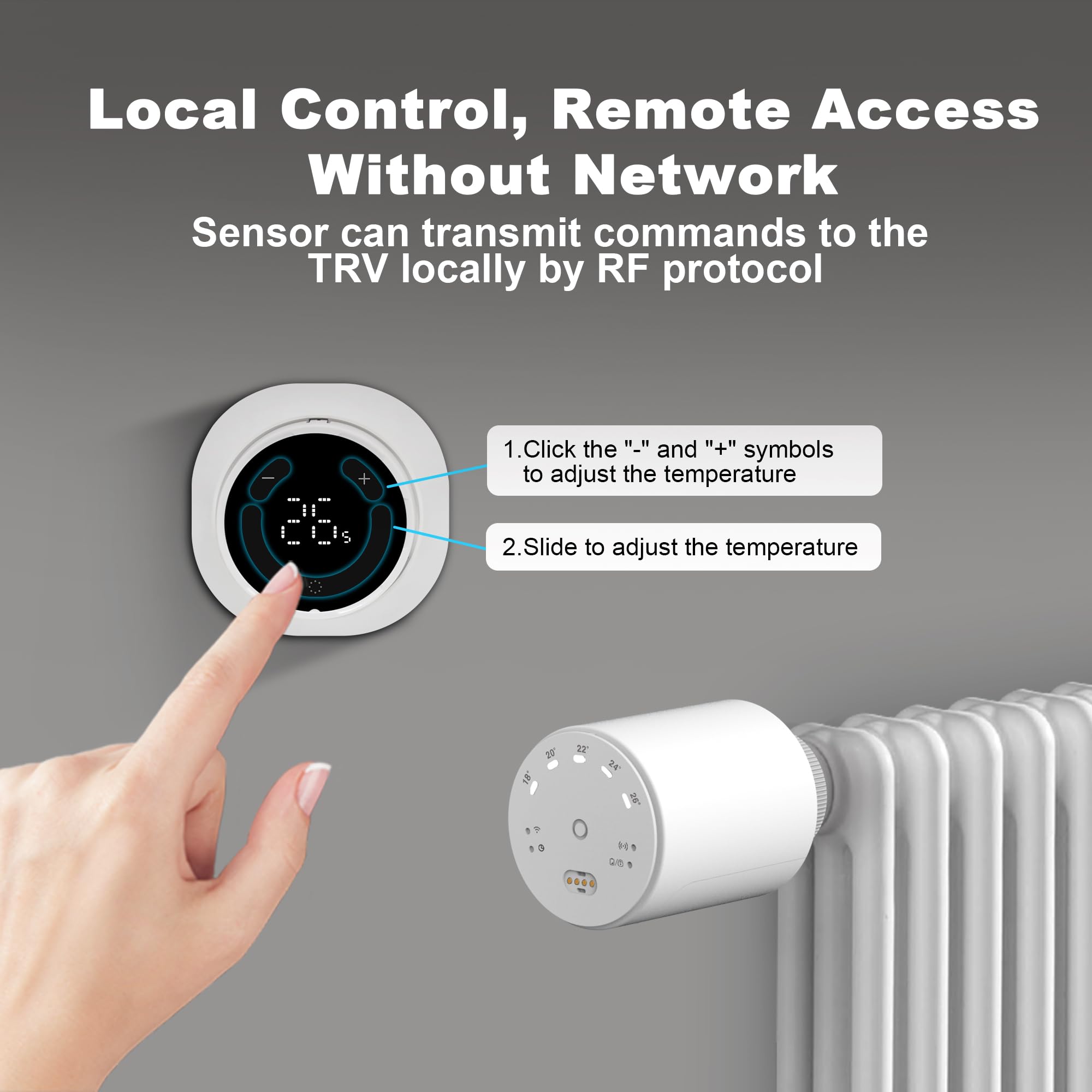 ECOBAY GEM Smart Radiator Thermostat, Detachable Zigbee TRV with Sensor, Precise Temperature Sensing, Local Wireless Control - Image 4