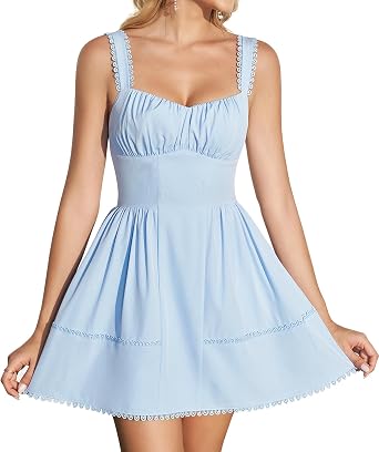KUTUMAI Lace Corset Mini Dress Floral Flowy A Line Smocked Short Graduation Dresses for Women 2026 Summer