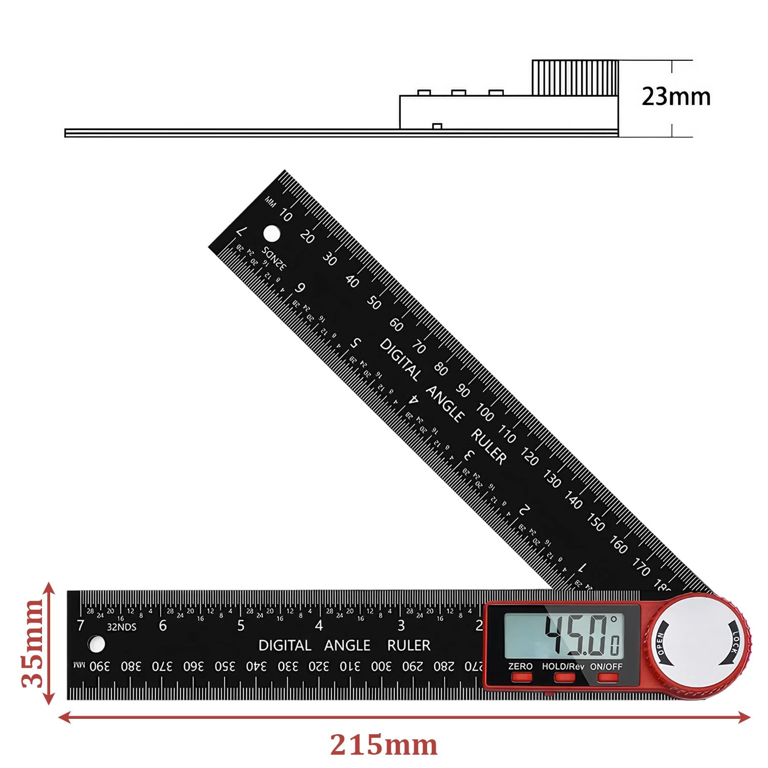 Digital Angle Finder Ruler Protractor, Stainless Steel Digital Angle Finder Tool, 360° Inclinometer Goniometer, Tools & Home Improvement with LCD Display, for Woodworking Construction Repairing — view 2