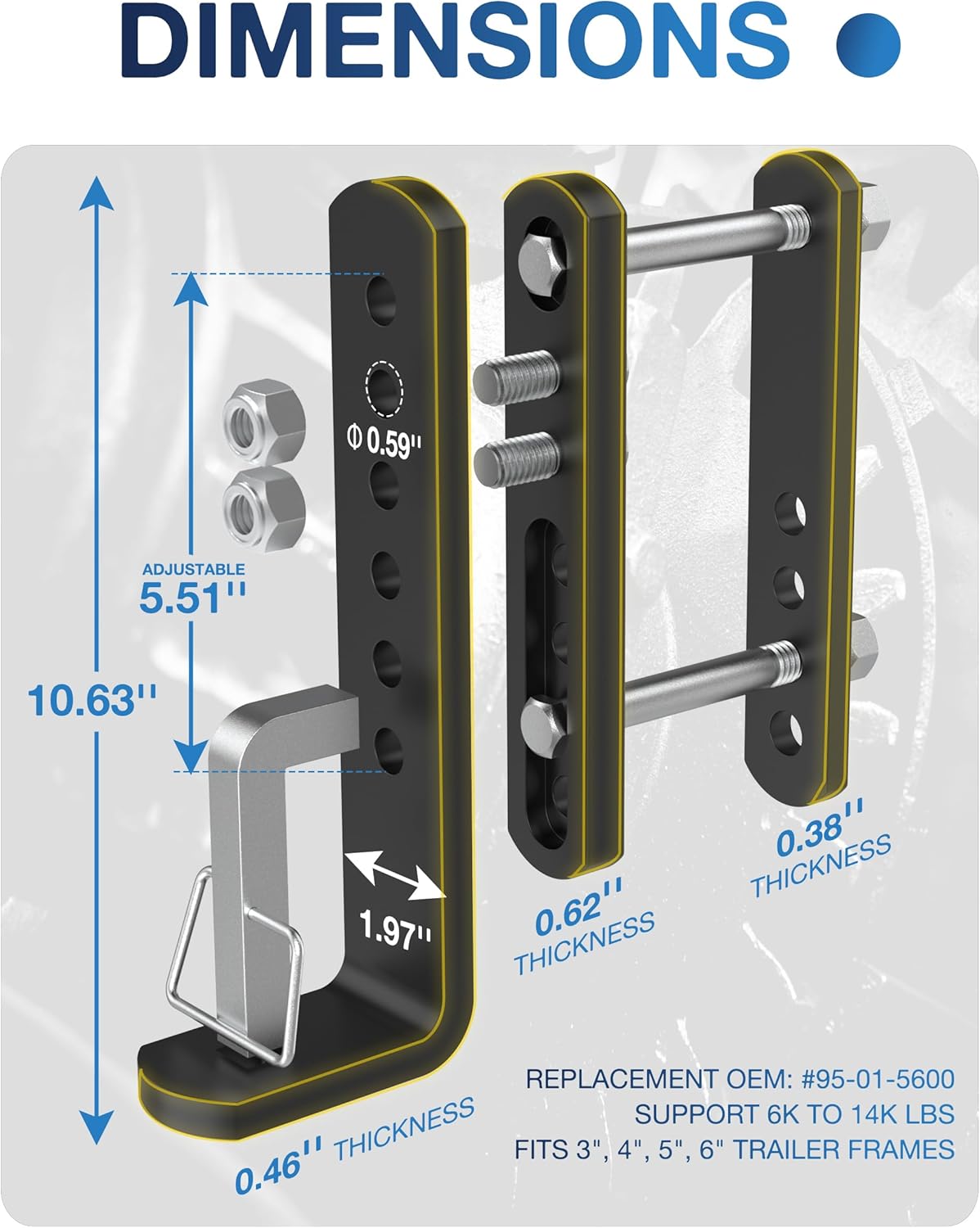 2PCS TOPICK Trailer Sway Control Bracket Replacement for Equalizer Hitch-Weight Distribution System, Replace Part #95-01-5600, Reduction Devices for 6K-14K LB Hitches, Fit 3", 4", 5", 6"Trailer Frame