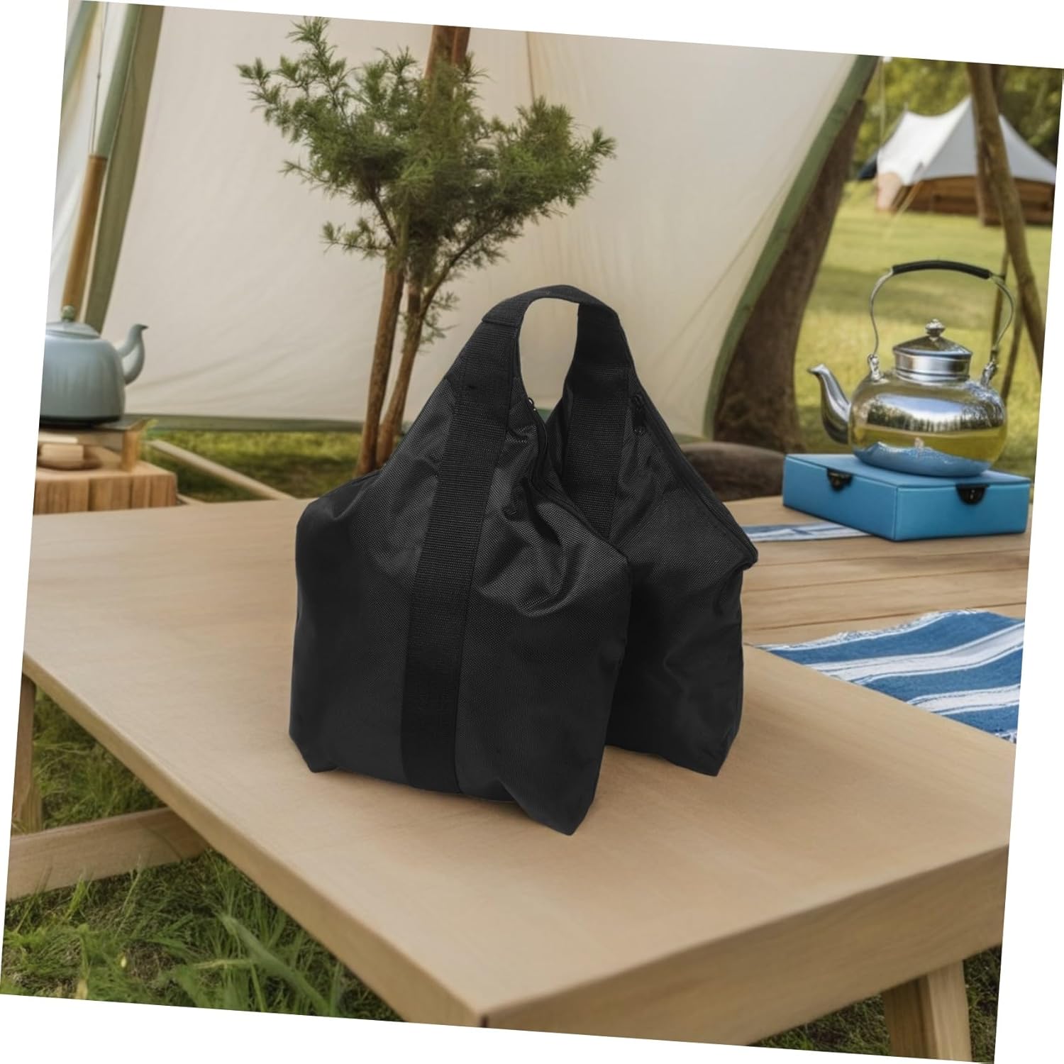 4個オックスフォード製帳篷防風三角サンドバッグ 耐荷重再利用可能砂袋 軽量コンパクト風対策キャンプ用キャノピーテントアンカー