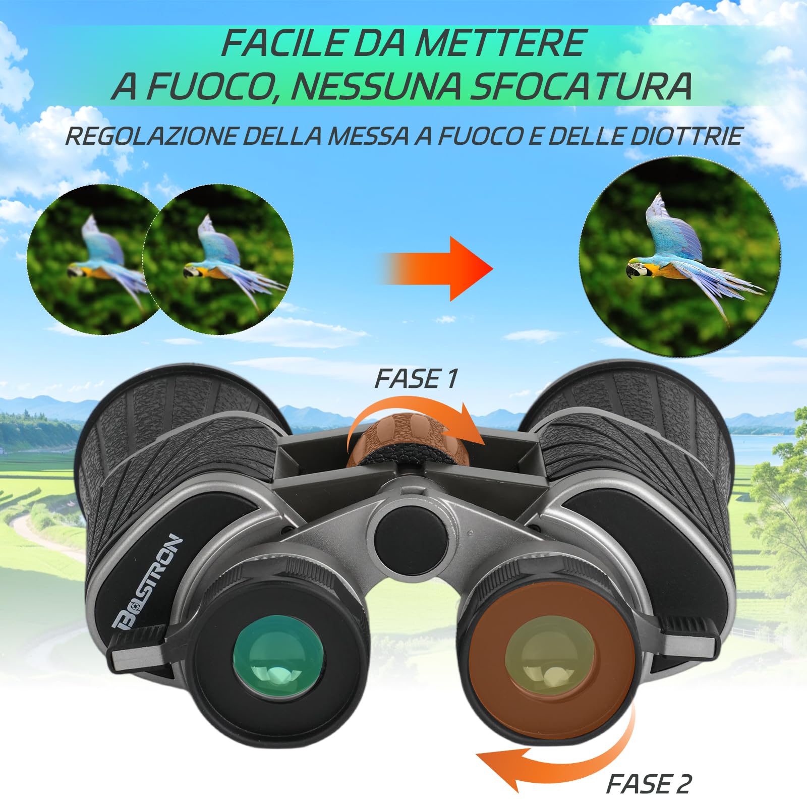 Binocolo 7x 50 per Adulti HD Portatile Birdwatching | Binocolo Compatto Pieghevole con Custodia,Professionale/Quotidiano per Escursionismo, Caccia, Visite
