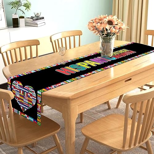 Miniatura 2 de Nepnuser Camino de mesa del mes de la herencia hispana, diseño de corazones de países latinos, decoración del hogar, cocina, comedor (13 x 90