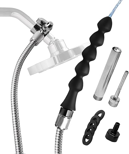 Cleanstream Kit de enema de fácil flujo para limpieza con accesorio de ducha de silicona, control de presión de agua, incluye manguera de 6 pies,