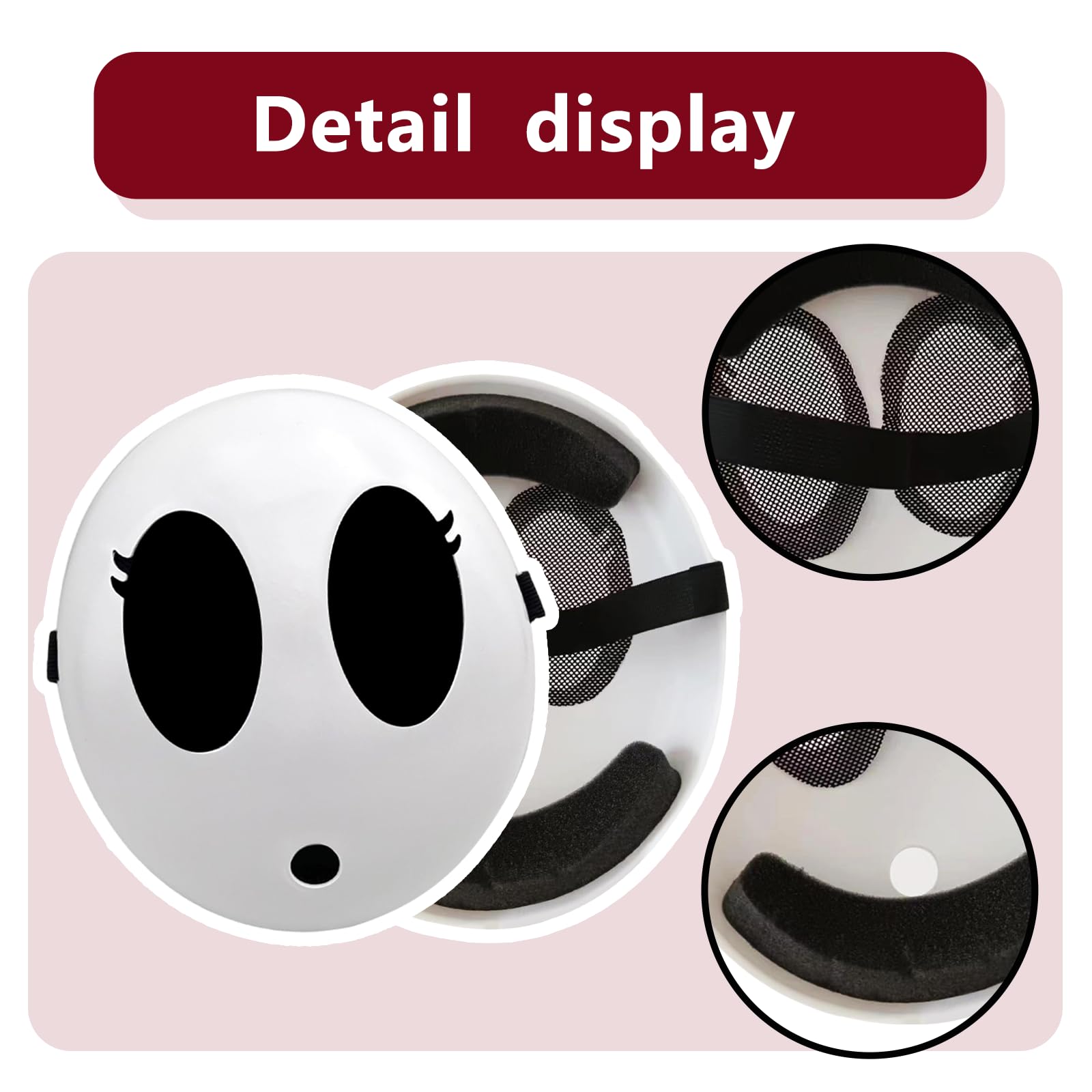 Shy Guy Mask with Cloak Anime White Mask Halloween Christmas Carnival Costume Cosplay Props (2PCS Girls Red) - Image 4