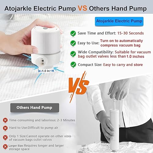 Miniatura 4 de Bomba de aire eléctrica 2 en 1 para inflables, bomba de bolsa de vacío portátil para bolsas de almacenamiento, bombas de inflador y desinflador para