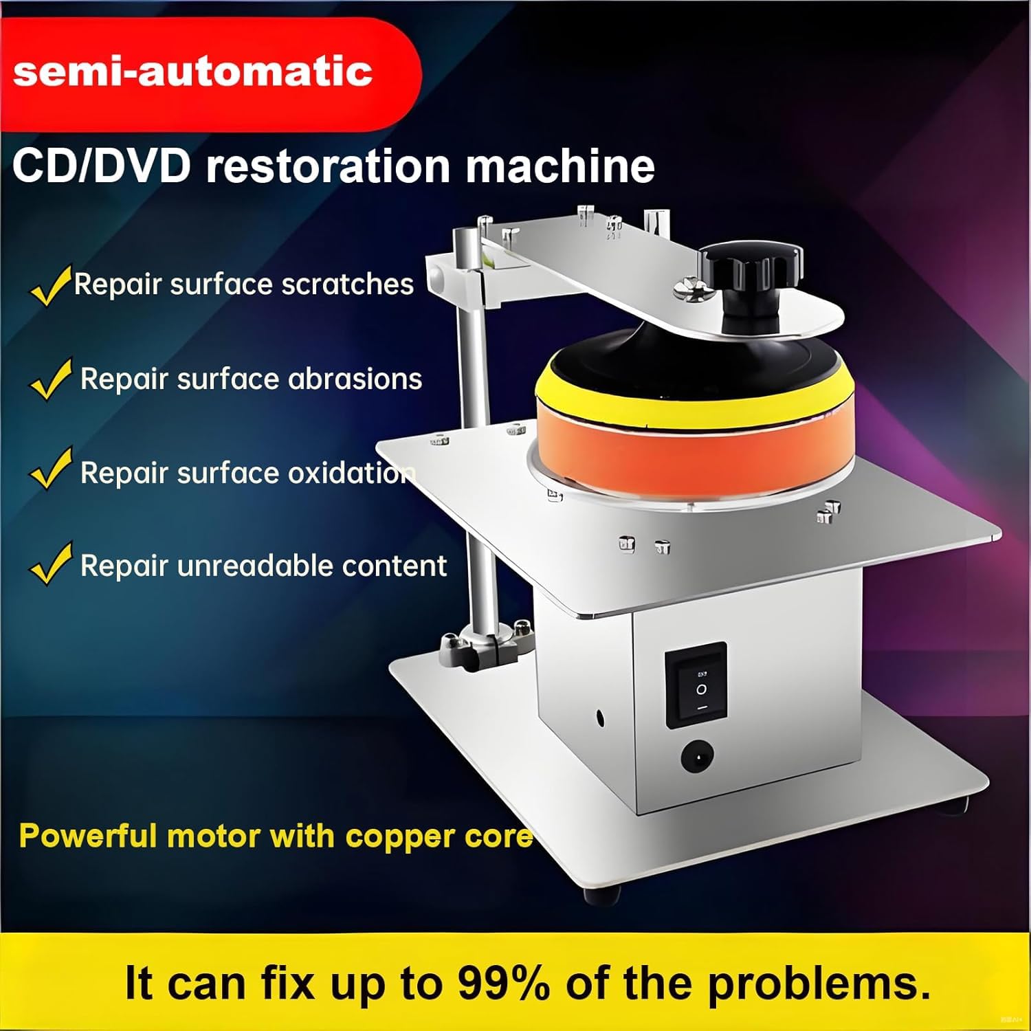 TYH DVD/CD-Reparatur- Und Reinigungsmaschine, Disc-Reparatur- Und Poliermaschine, Reparaturrate Bis Zu 99%, Entfernt Kratzer, Abrieb, Oxidation Und Unlesbare Stellen, Zur Kratzerreparatur