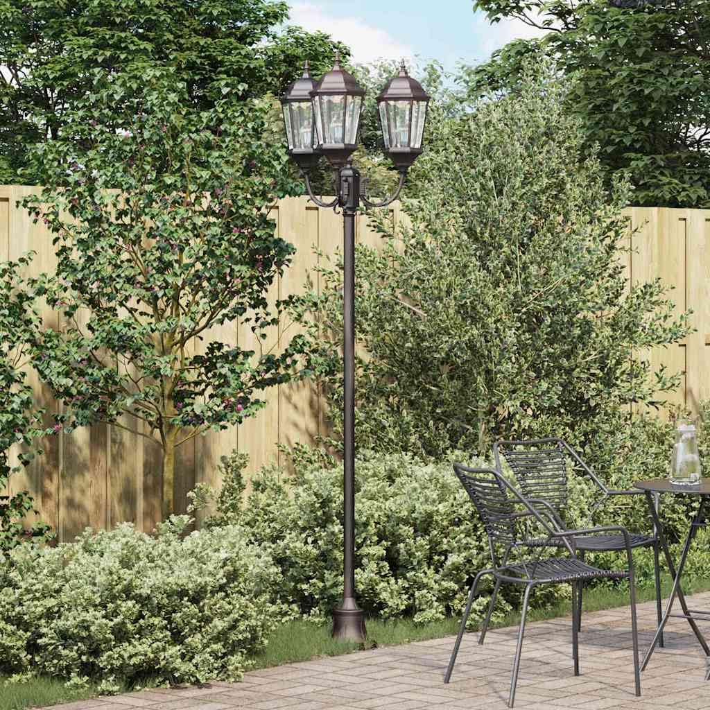 Vintage Gartenlicht aus Aluminium und Glas für Außenbereich, 57 x 49 x 241 cm, robuste Wegeleuchte mit smarter Beleuchtung für Wege und Einfahrten, wetterfestes Design