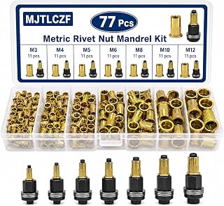 77PCS Carbon Steel Rivet Nut Tool Set, M3-M12 Mandrels with 70 Rivet Nuts