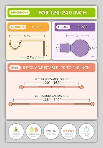 Miniatura 7 de Ivilon - Cortinero con bola transparente de acrílico de 1 pulgada